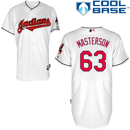 Justin Masterson #63 MLB Jersey-Cleveland Indians Men's Authentic Home White Cool Base Baseball Jersey